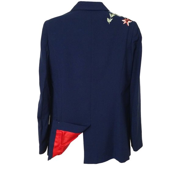 Vintage Y2K Blazer Chadwicks of Boston Floral Embroidered Ladies-8(M) Navy - Picture 10 of 12